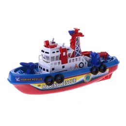 ElectricRC Boats Fast Speed Music Light Electric Marine Rescue Fire Fighting Boat Toy for Kids 230325