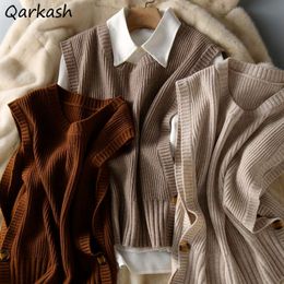 Women's Vests Sweater Vest Women O-neck Solid Autumn Fashionable Button Chic Design Female Leisure Knitwear Preppy Style Arrival Soft Cozy 220325