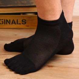 Men's Socks Men's Pairs Summer With Toes Men Cotton Thin Mesh Breathable Five Fingers Crew Sock Casual Business Black White