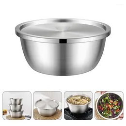 Bowls Salad Bowl Lid Container Household Cover Kitchen Supply Stainless Steel Dough Mixing Baking