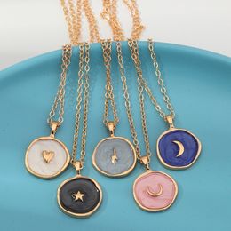 In Großpackung Exquisite Stern-Mond-Liebe-Anhänger-Halsketten Einfaches Temperament Mode Schlüsselbeinkette Schmuck Halskette Geschenk
