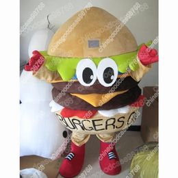 Performance Hamburger Mascot Costume Costume Cartoon Fursuit Outfits Party Dress Up Activity Walking Animal Clothing Halloween