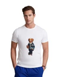 us Luxury Designer Men's T-Shirt with Bear Print, Short Sleeve, Cotton, Fashionable Plus Size, S-3XL, Summer Season