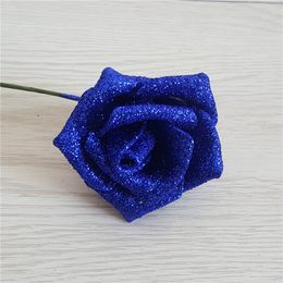 50PCS Foam Rose Artificial Flowers with 6inch Stem Blingbling Fake Decorative Rose Wedding Valentine's Day Decoration