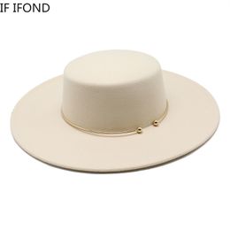 Stingy Brim Hats French Style 10CM Wide Derby Top Socialite Wind Hepburn Wool Felt Fedoras Elegant Wedding Dress 230325