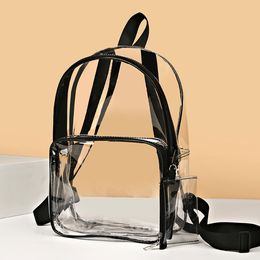 Backpack Transparent PVC Female Backpack Solid Colour Casual Clear Waterproof Student School Bags Women Travel Shoulder Handbags Knapsack 230324