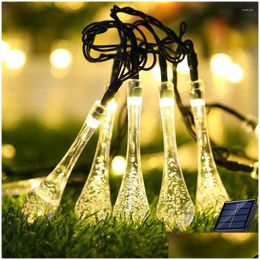 Energy Storage Battery Strings Christmas Decoration Solar String Lights Outdoor 12M 100Leds Fairy Water Drop For Year//Xmas/P Dhahj