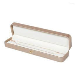 Jewellery Pouches Long Necklace Display Box Quality Pu Leather Square Packaging Engagement Wedding Gift Chain Storage Presentation Case