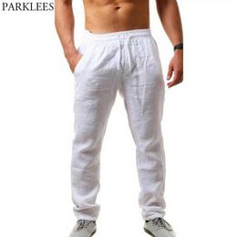 Men's Pants 2021 New Men's Linen Pants Casual Long Pants Loose Lightweight Drawstring Yoga Beach Trousers Casual Summer Trousers - 6 Colours W0325