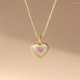 Pendant Necklaces Fashion Pink Crystal Heart Charm Necklace For Women Choker Clavicle Chain Wedding Party Korean Jewellery Gift Dz079