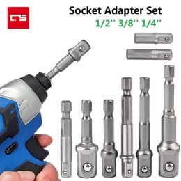 Drill Socket Adapter Impact Extension Bits 1/4'' 3/8'' 1/2'' Square Head Hex Shank Tools Kit