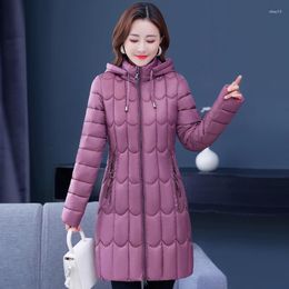 Women's Trench Coats Autumn Winter Middle-aged Women Jacket Hooded Zipper Solid Long Parkas Female Warm Cotton-padded Coat For Mother