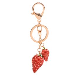 Strawberry Keychain for Women Girls Kids Fruit 3D Strawberries Key Rings Party Favour Pendant 1224131