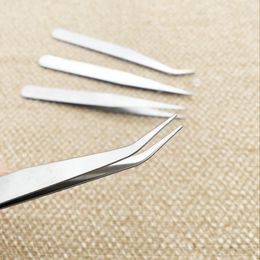 Factory price Stainless Steel Eyebrow Tweezers Straight Head / Curved Head Tweezers Nipper for Phone Repairment DIY Repair Tools