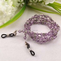 Eyeglasses chains 20PCS Purple Beads Eyeglass Sunglass Spectacle Cord Neck Strap String Chain Link Holder 230324