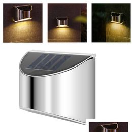 Outdoor Wall Lamps Solar Lamp Waterproof Wireless Stainless Steel Motion Sensor Light With 4Led Sunlight Powered Garden Street Drop Dhmd9