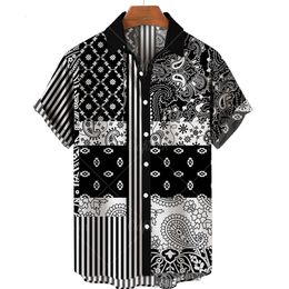 Men's Casual Shirts Clothing 3D Hawaiian Fashion Cashew Flower Geometric Printed Single-breasted For Tops 230325