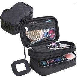 Cosmetic Bags Multifunctional 2 Layer Make Up Bag For Women Beauty Makeup Brush Pouch With Mirror Travel Kit Organiser Organiser