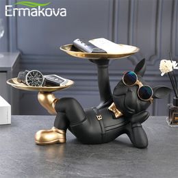 Decorative Objects Figurines ERMAKOVA Bulldog Animal Figurines Cool Dog Statue Sculpture Living Room Bedroom Decor Home Interior Decoration Accessories 230324