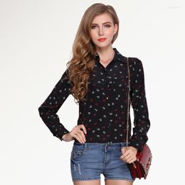 Women's Blouses Fashion Women Printed Blusas Long Sleeve Shirt Novelty Woman Tops Chiffon Blouse Outfit Work Office OL