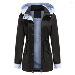 Women's Jackets 2023 Women Long Rain Jacket Outdoor Hoodie Raincoat Impermeable Windproof Overcoat Coat Plus Size Windbreaker