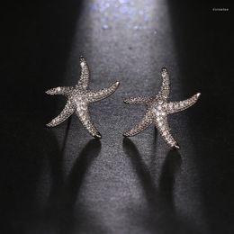 Stud Earrings Luxury Multiple Colour Dazzling Cubic Zirconia Star For Women Starfish Ear Fashion Jewellery Gift