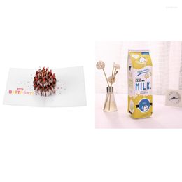 Gift Wrap 3D Dream Cake Greeting Card With Creative Simulation Of Milk Cartoon Pencil Case Cute PU Pen Bag