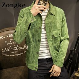 Men's Jackets Zongke Casual Streetwear Mens Corduroy Jacket Clothing Japanese Bombers Harajuku Coat Size M-5XL Spring Arrivals 230325