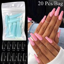 False Nails 20pcs/box Full Cover Fake Nail Artificial Press On Long Ballerina Clear/Natural/white Coffin Art Tips Manicure Tool