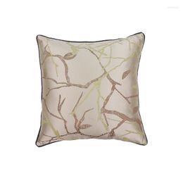 Pillow Light Luxury Satin Branch Jacquard Sofa Decorative Cover Leaf Embroidery Home El Office Car Pillowcase
