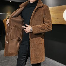 Men's Wool Blends Winter Long Double Sided en Coat Men Fur Collar Warm Trench Manteau Homme Overcoat Male Blend Mid Jacket 3XL 230325