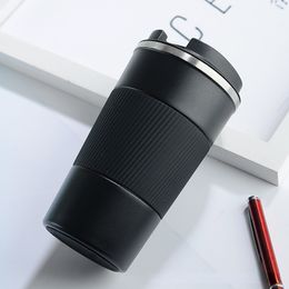 Water Bottles 380ml510ml Double Stainless Steel 304 Coffee Thermos Mug with Non-slip Case Car Vacuum Flask Travel Insulated Bottle 230324