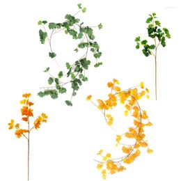 Decorative Flowers 2 Pcs Plante Artificielle Faux Fake Plant Ginkgo Leaf Yellow Wedding Celebration Home Decoration Jungle Party Table Prop