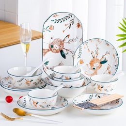 Bowls 4/8/1/16/18PCS Ceramic Tableware DishesChristmas Complete Service Dishes Set Porcelain Dinner