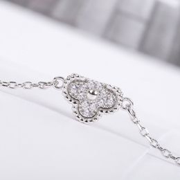 Luxury quality S925 silver charm bracelet with diamond mini flower shape have box stamp PS7680A