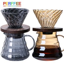 Coffee Philtres Pour Over Coffee Dripper Coffee Pot Set 600ml Coffee Server Coffee Maker Brewing Cup V02 Glass Coffee Funnel Drip Coffee Set 230324