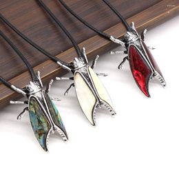 Pendant Necklaces 6PCS Wholesale Natural Abalone White Shell Insect Alloy Necklace For Woman Jewelry Making DIY Charm Gift