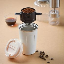 Hävlande kaffefilter bärbart rostfritt stål dropp kaffekaffehållare tratt korg återanvändbar tepanna