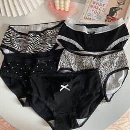 Women's Panties 5Pcsset Women's Cotton Panties Sexy Zebra Leopard Print Underwear For Girls Female Briefs Soft Shorts Underpants Lingerie 230325