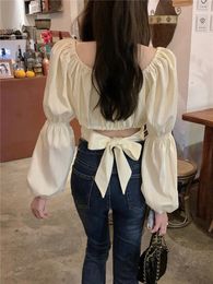 Women's Blouses 2Colors Spring Autumn Puff Long Sleeve 2023 Womens Korean Style Square Collar Office Wear Shirts (CX1917