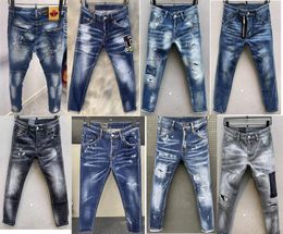 Jeans da uomo Pantaloni skinny slim a matita Pantaloni slimming uomo Eiated Pantaloni casual Uomo DSQUARE Pantaloni classici con tasca europea con cerniera Jeans grigi