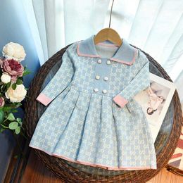 Girl's Dresses Baby Clothing 2022 Fashion Knitting Casual Sweater Long Sleeve Solid Children for 3-8 Year Dress Y2303