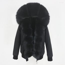 Damen Pelz Damen Faux OFTBUY 2023 Wasserdicht Bomber Parka Winterjacke Frauen Echtmantel Natürlicher Kragen Kapuze Warm Streetwear