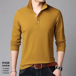 Men's Polos Fashion Lapel Solid Color Button All-match Polo Shirts Men's Clothing Autumn Oversized Casual Pullovers Korean T-Shirt 230325