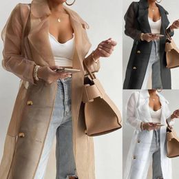 Women's Jackets Skirt Coat Long Hooded Women Womens Daily Sun Protection Clothing Every Wearing Sheer Mesh Sleeve Buttoned With