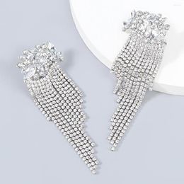 Dangle Earrings Luxury Rhinestone Long Tassel 2023 Flower Sparkling Wedding Statement Party Jewellery