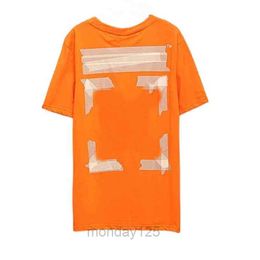 Off Men's T-shirts Summer New Couple Short Yellow Tape Printing Loose Round Neck Bottom Shirt Half Sleeve T-shirt Printed Letter x on theO2WR