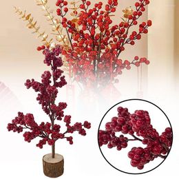 Decorative Flowers Foam Beans Party Supplies Pography Props Christmas Berry Tree Wood Base Red Berries Branches Artificial Plant