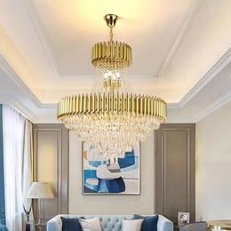Chandeliers Modern Luxury Gold K9 Crystal Ceiling Chandelier Interior Lighting Glossy Living Room Bedroom Decoration Led