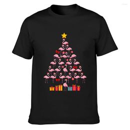 Men's T Shirts Christmas Tree Flamingo Xmas Holiday Shirt Anti-Wrinkle Outfit Cotton Streetwear O-Neck Knitted Funny Casual